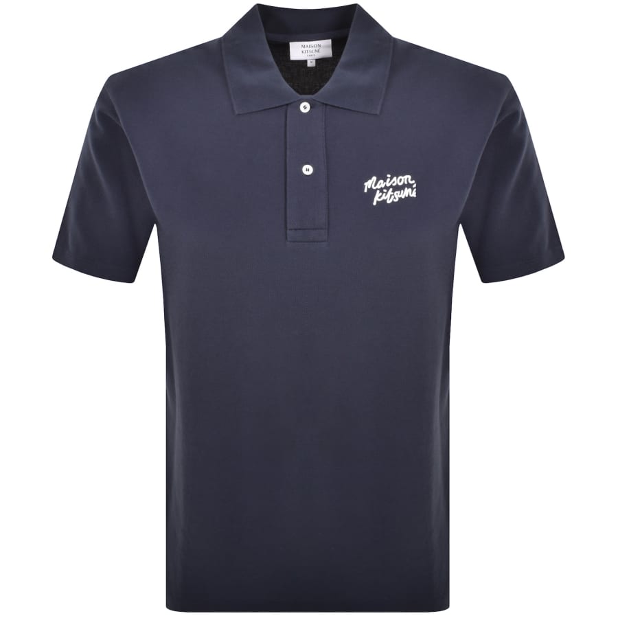 Maison Kitsune Handwriting Polo T Shirt Navy | Mainline Menswear gb